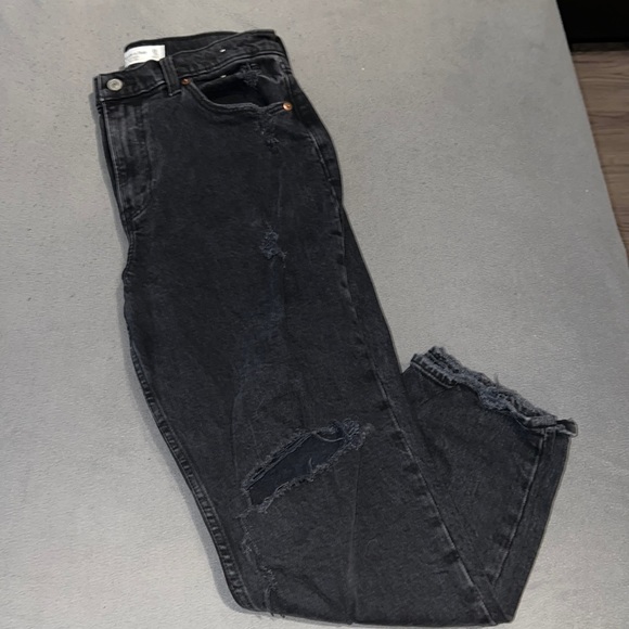 ABERCROMBIE Curve Love Straight Leg Distressed Jeans - Picture 1 of 1